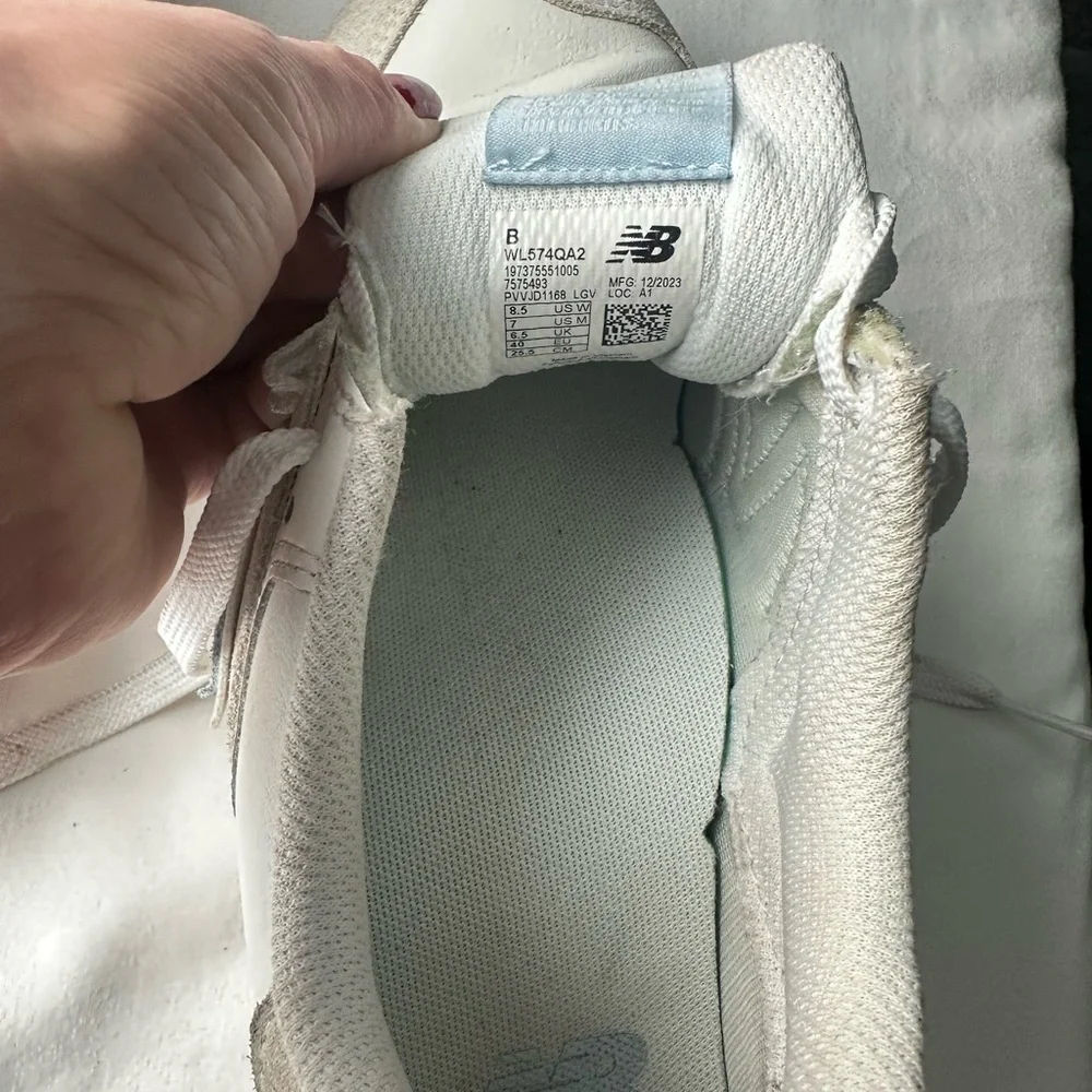 New Balance White and Gray Athletic Sneakers - Picture 6 of 6